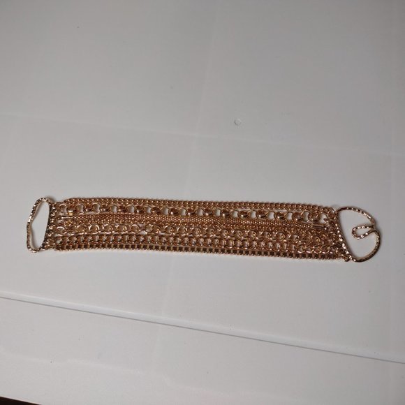 Pretty Layered Gold Tone Metal Chain Bracelet - Picture 5 of 11